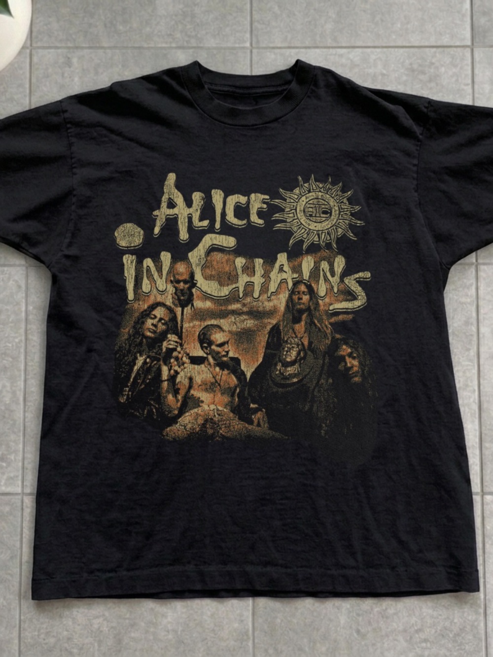 Gildan Black Alice In Chains Graphic Tee with Gold Print